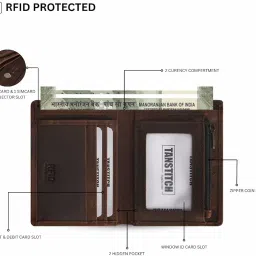 tanstitch Slim Leather Wallet || Small, Minimalist & Thin Wallet || RFID Protected Wallets (Brown) image 1