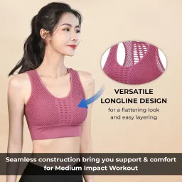 plumbury Women's Padded Crop Top Sports Bra with Mesh Racerback for Gym/Yoga/Workout, Size M to 2XL image 1