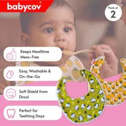 Cotton Baby Bib | Soft & Washable Feeding Bib for Infants | New Cute Print | Reusable Absorbent Bib for 0-2 Years image 2