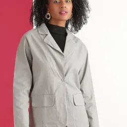 freehand by The Indian Garage Co Women Regular Fit Casual Solid Flared Pant with Blazer Co-ords Set image 2