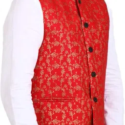 veera paridhaan Men's Printed Banarsi Nehru Jacket image 3