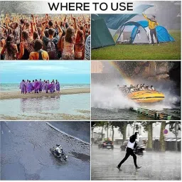 White Reusable Rain COAT For Traveling, Washable Drawstring Button Down Waterproof Rainwear Hooded Coat image 4