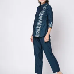 skylee Women's Co Ord Set | Embroidered Silk Blend A-Line Co Ord Set | Classic Two Piece Ethnic Set image 1