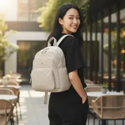 12o12 Women’s Stylish Lightweight Backpack for Daily Use, Travel, Work & School | Multi-Compartment Water-Resistant Nylon Daypack Bag, Anti-Theft Storage Back Pocket & Adjustable Straps image 5