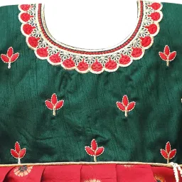 pw platypus world South Indian Traditional Embroidery Pattu Pavadai Jacquard Silk Frock Dress image 2