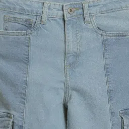 pilolo Two Tone Cargo Jeans Dark & Light Blue Girls Jeans 8-9 Yr image 2