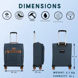 f gear Softair Navy Small Cabin Soft Luggage | Lightweight Expandable Carry-On Trolley Bag with 360° Spinner Wheels, Silent 8-Wheel System, Built-in TSA Lock, Anti-Theft Zipper & Luggage Tag image 1