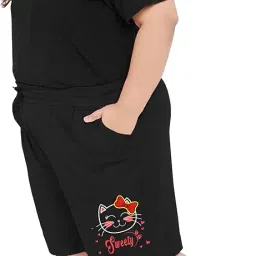 elite soul Womens Plus Size Bermuda Shorts with Graphic Print ? Pack of 2 | Cotton, Regular Fit with Pockets | XL, 2XL, 3XL, 4XL, 5XL | Comfortable for Curvy Women | Yoga, Gym, Nightwear & Casual Wear image 3