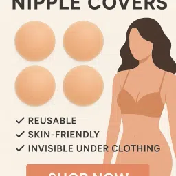 ink craft Silicone Nipple Cover Cup for Women Reusable Adhesive Breast Petals | Invisible Push Up Bra Pasties for Backless, Strapless, Deep V Dresses & Tops (Pack of 1) 2PCS image 5