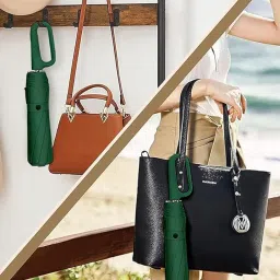 owme UV Umbrella for Women, Mini Folding Portable 3-Fold Umbrellas | Automatic Open and Close for Rain and Sun Protection, Anti-Slip | Windproof Umbrlla with Handy Turbo Carabiner Handle for Home & Office image 4