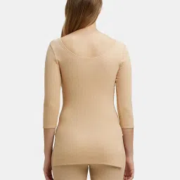 jockey 2503 Women's Super Combed Cotton Rich Three Quarter Sleeve Slim Fit Thermal Top with Stay Warm Technology image 2