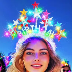 earent Light Up Happy Birthday Headband Glow Star Headpiece Costume Hair Accessories for Women image 1