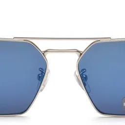 police Eyewear | Blue Lens | Silver Frame | Full Rim Square Shape Branded Latest and Stylish Sunglasses | 100% UV Protection | Mens Sunglasses| Size Large | SPLL07K59579BSG image 1