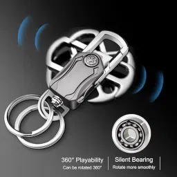 2heet Multifunctional 5-in-1 Heavy-Duty Dual Ring Keychain with Cutter, Bottle Opener, Mobile Phone Holder & 360° Rotate Spinner - Portable Carabiner Keyring for Outdoor & Daily Use image 1