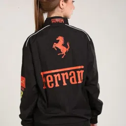 drip spoiler F1 Racing Jacket Graphic Printed Parachute Fabric Oversized Jackets for Women - Black image 4