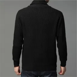 fizzoqi Men's Wool Blend Turn-Down Collar Buttoned Cardigan Sweater for Autumn and Winter image 1