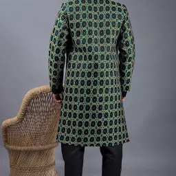 xepon Mens Ethnic Wear Black Kurta Pajama With Stylish Long Jacket Set image 1