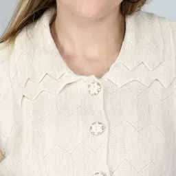 mont connett Women Woolen Double Collar Daffodil Fabric Cardigan Winter Wear Pure Wool Cardigan for Women Free Size Long Cotty Warm Cardigans with Side Pockets image 2