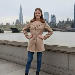 excent Women’s Long Winter Coat | Pocket Single Breasted, Overcoat with Notch Lapel & Button Closure | Stylish Formal & Casual Wear image 3