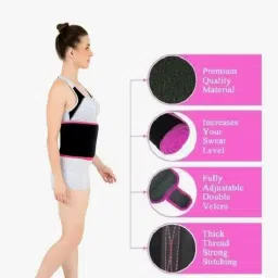 Women and Men - Sweat Band Waist Trainer for High-Intensity Training & Workouts, Size Large Pink image 3