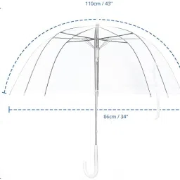 ap & zp Clear Transparent Umbrella - Compact Windproof Umbrella with Strong Black Frame & White J-Shape Handle for Women, Girls & Kids, Stylish Rain Protection Chatta for Office, Travel & Photoshoot image 1