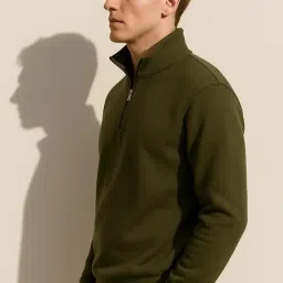 parcel yard Men’s Half Zipper Sweatshirt | Full Sleeve Winter Wear Casual Sweatshirt for Men & Boys image 2