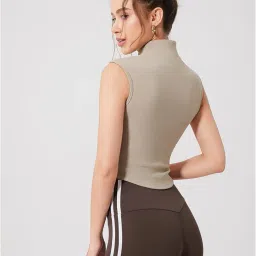 wesoke Women's Fitness Jacket Top High Neck Sleeveless Warm Running Sports Vest image 2