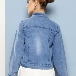aarika Womens Blue Colour Solid Denim Jacket image 3