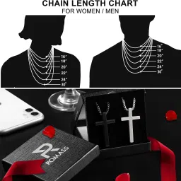 romass 2 Pcs Cross Necklace for Men,Stainless Steel Pendant Silver Black Crosses Chain Jewelry Gifts Box for 16-30 inches image 5