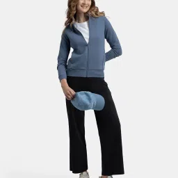 jockey U108 Women's Super Combed Cotton Rich Fleece Fabric Full Zip High Neck Jacket with Front Pockets image 5