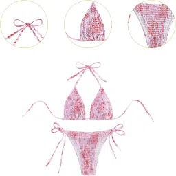 snappsy Women's Triangle Set Tie Side Bathing Suit for Party Travel Swim Pool Style F image 3