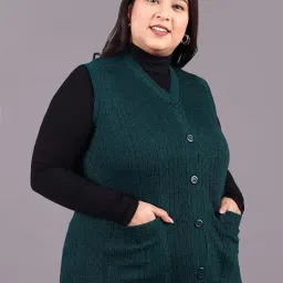 hifzaa Plus Size Sweater for Womens Woolen Sleeveless Cardigan 3XL 4XL 5XL 6XL image 3