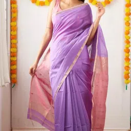 jineliya fashion Lavender Maheshwari Cotton Silk Saree for Women with Blouse Piece image 5