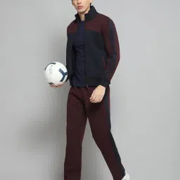 cloak & decker Mens Solid Navy Blue/Wine Mock Neck Full Sleeve Tracksuit 62402030-2 image 5