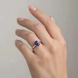 diamtrendz Rose Gold Plated BIS Hallmarked Pure 925 Sterling Silver Adjustable Solitaire Ring | 8mmX6mm Oval Shaped Gemstone Studded Diamond Like Shine | Dailywear Lightweight Birthstone Rings | Model RSR09004 image 3