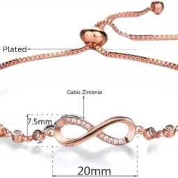 nilu's collection Infinity Shape Cubic Zirconia Diamond Bracelet for Women & Girls, Jewelry for Gift, Adjustable Charm Bracelet image 3