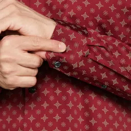 allen solly Men Cotton Regular Fit Printed Formal Ceremonial Shirt image 3