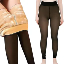 aster apparels Women’s Thermal Fleece Lined Leggings Without Socks | High Waist Slim Fit Stretchy Winter Tights for Cold Weather, Workout image 3