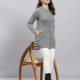 monte carlo Womens Self Design Round Neck Full Sleeve Knitted Coat (1243574KC) image 4