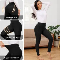 khwaish store Women's Winter Soft Fleece Lined Legging Pants Thermal Thick Stretchable Warm High Waisted Tummy Control Workout Yoga Pants image 3