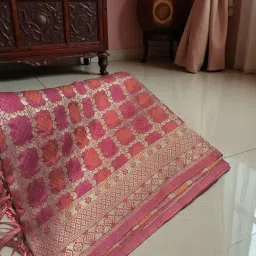 Dola Silk Tilfi Dupatta for Women | Jacquard Woven Meena Design | Traditional Banarasi Style Festival Wear Dupatta | Soft Elegant Stole for Party & Wedding | Bandhej Bandhani dupatta image 2