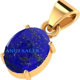 ayush gems 5.25 Ratti / 4.50 Carat Blue Lajward Stone Natural AA++ Quality Original Lapis Lazuli Lajwart Rashi Ratna Pathar Lapis Pendant Gold Plated for Men and Women image 2