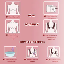 asunfish Breast Support Tape Set, 7.5cm Wide Roll with 36 Fashion Strips, 2 Reusable Covers and Cleaning Towel, Waterproof Bronze image 3