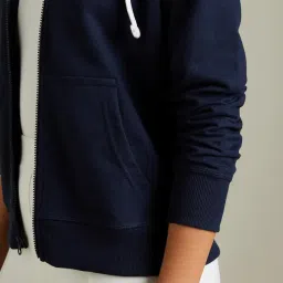 amazon brand - symbol Women Cotton Blend Regular Fit Hooded Sweatshirt (with Front Pockets) image 4