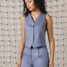 hubberholme Women Solid Regular length Regular V neck Sleeveless Waistcoat image 3