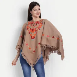 zamour Kashmiri Women's Wool Poncho Shrug Top Embroidery with Silk Lining image 4