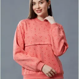 true shape Maternity Tops for Mothers with Zip | Stylish Printed Sweatshirt with Concealed YKK Zipper in Knitted Fleece for Pre & Post Pregnancy image 3