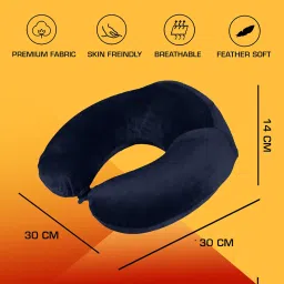 billebon Extra Soft Memory Foam Luxury Travel Neck Support Rest Pillow with Soft Washable & Removable Cover, Multipurpose Comfortable Travel Pillow for Airplane (Navy Blue Raised with Eye Mask) image 5