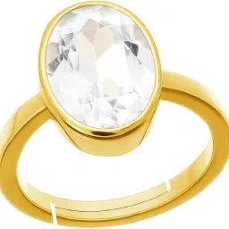 trireep gems Premium White Topaz Ring – 5.00 Carat White Topaz • Handcrafted Panchdhatu Adjustable Ring • Brings Confidence, Strength & Success • Stylish & Durable Jewelry for Men image 3