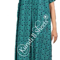 kuruti b sheets Women's Cotton Nighty for Women Floral Printed Gown Ankle Length Nighty Free Size image 3